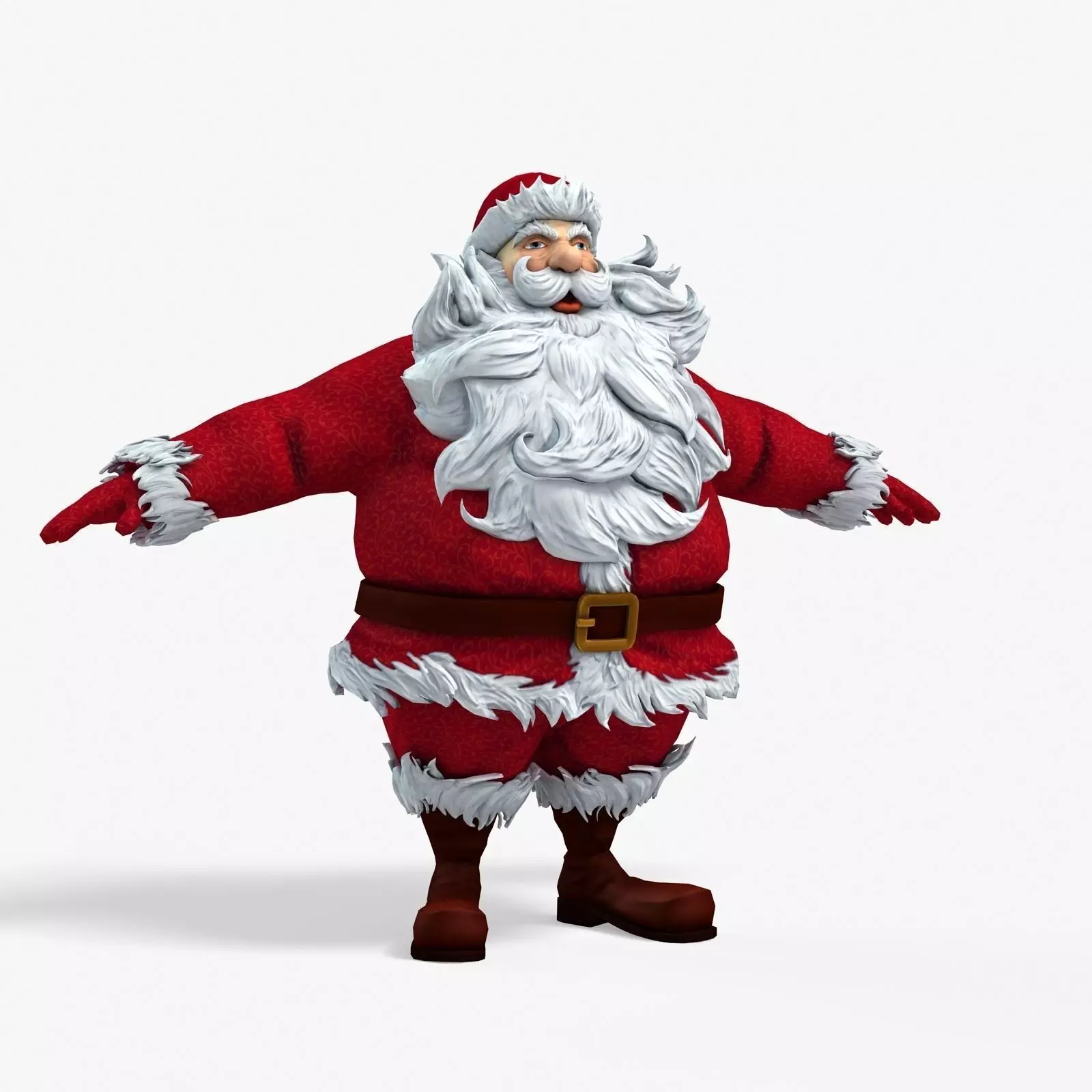 New cool Santa Claus with a big beautiful beard ready for your Low-poly 3D model_0
