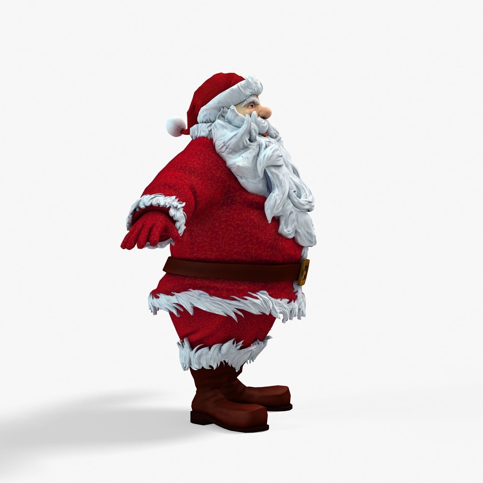 New cool Santa Claus with a big beautiful beard ready for your Low-poly 3D model_2