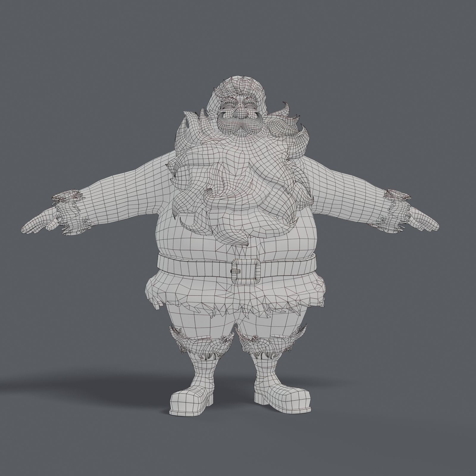 New cool Santa Claus with a big beautiful beard ready for your Low-poly 3D model_14