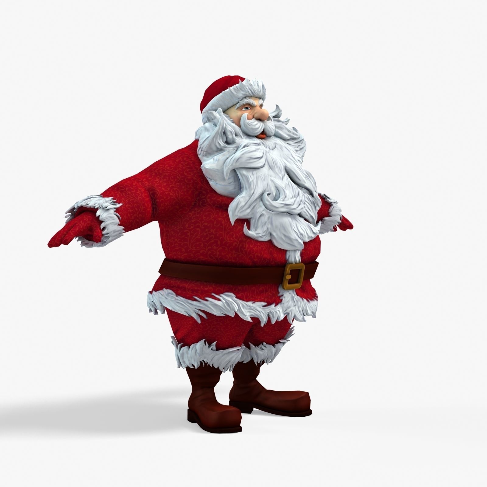 New cool Santa Claus with a big beautiful beard ready for your Low-poly 3D model_1