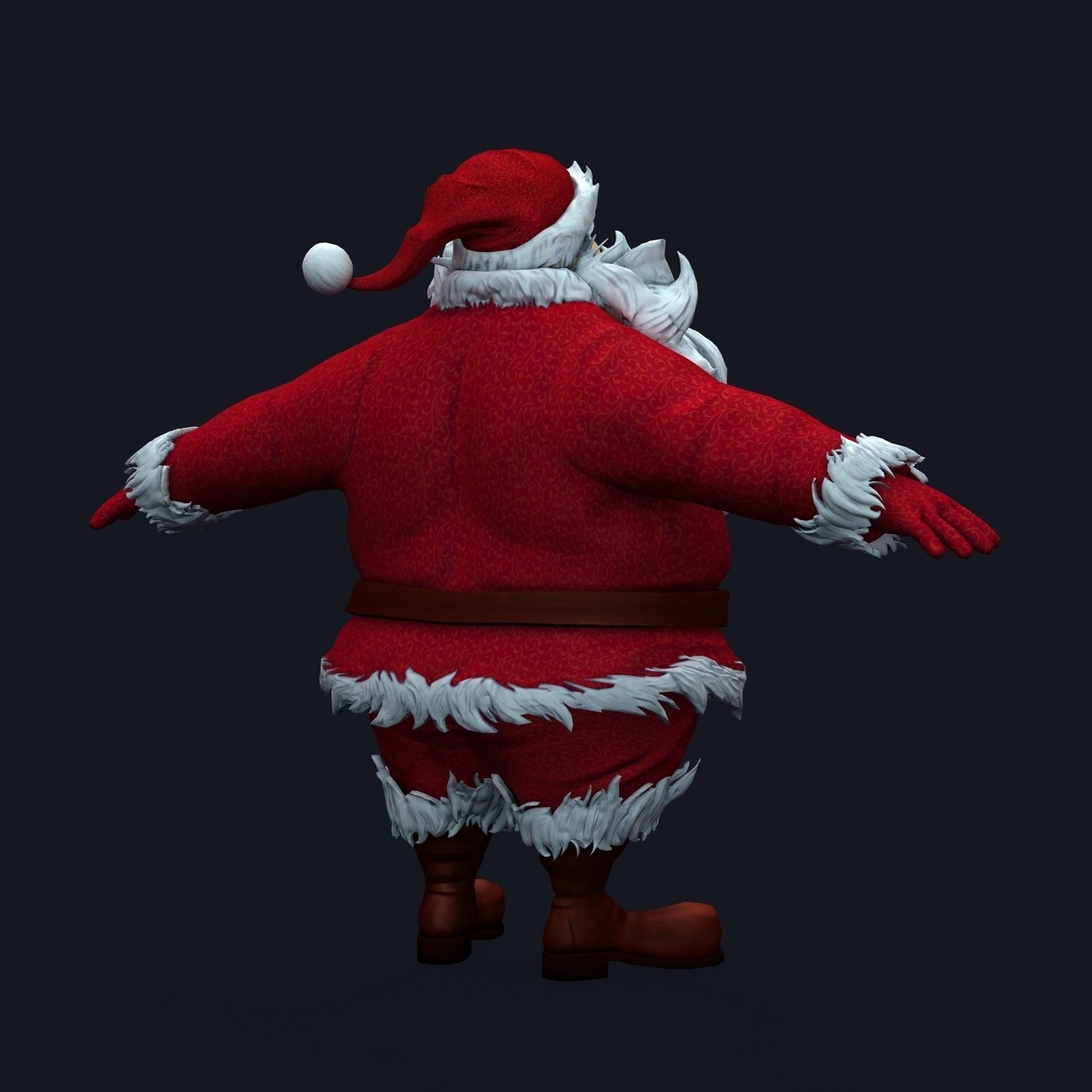 New cool Santa Claus with a big beautiful beard ready for your Low-poly 3D model_10