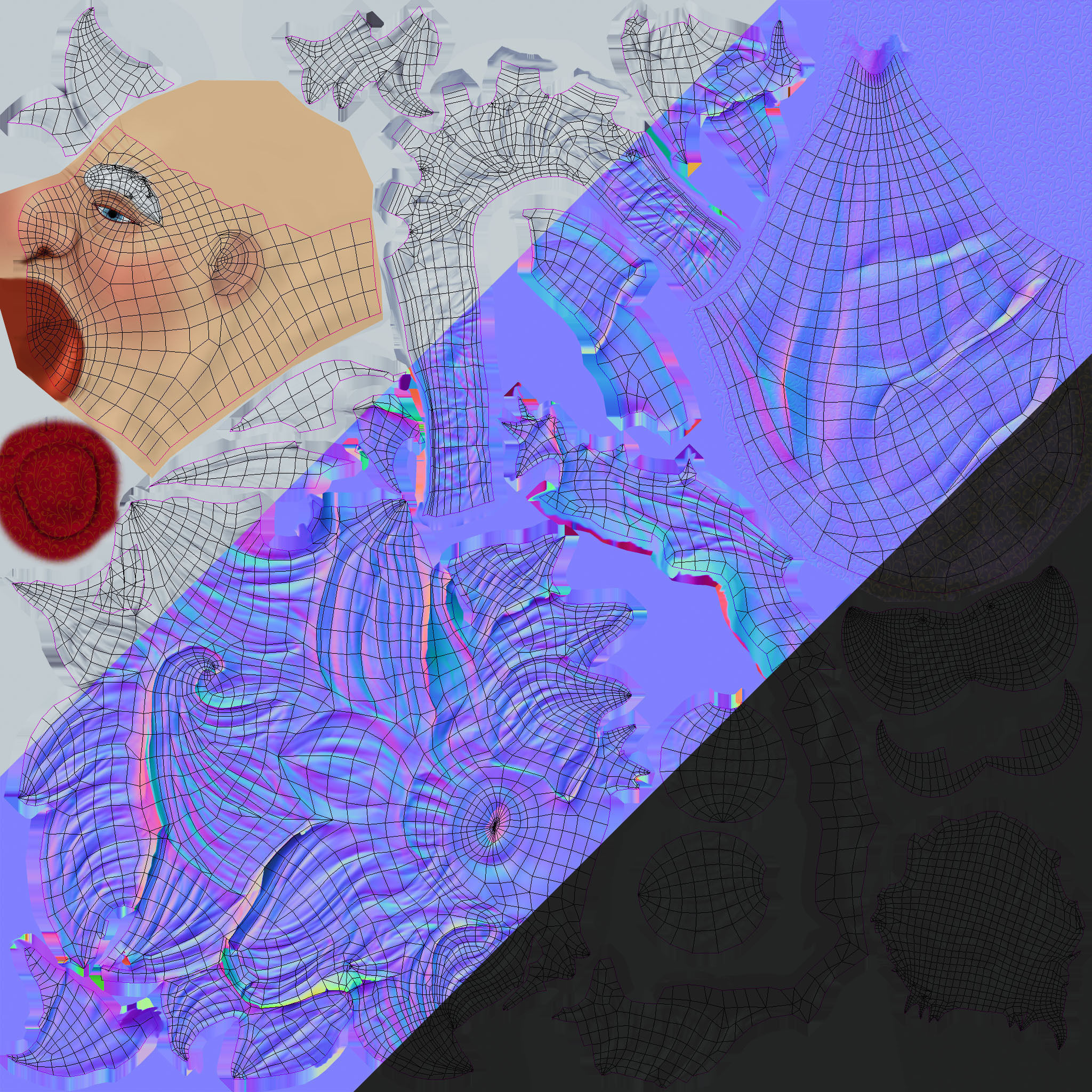 New cool Santa Claus with a big beautiful beard ready for your Low-poly 3D model_20