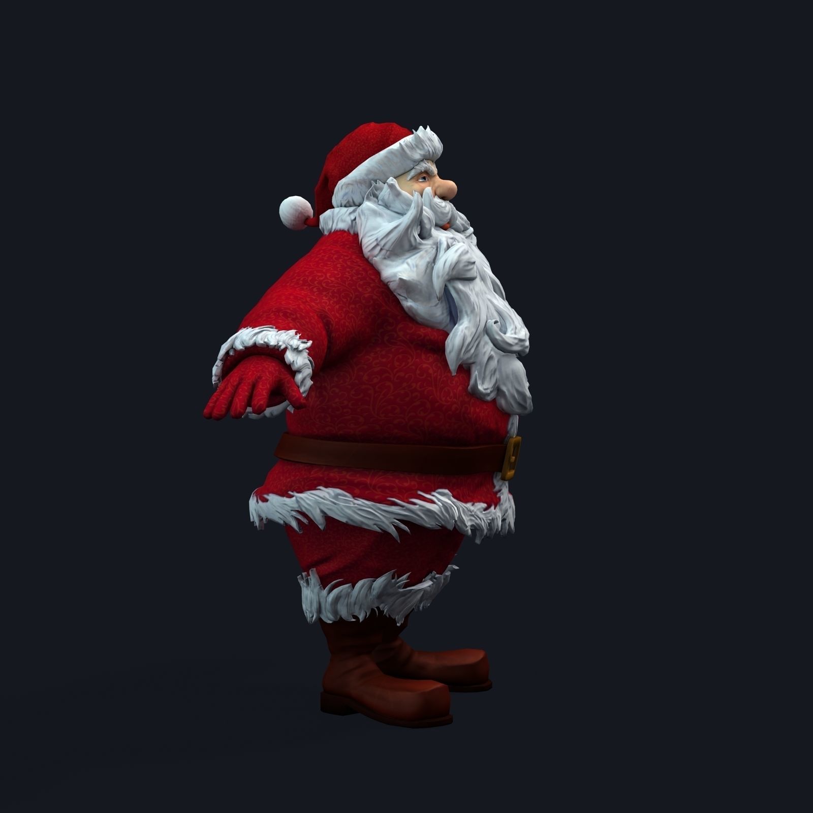 New cool Santa Claus with a big beautiful beard ready for your Low-poly 3D model_9