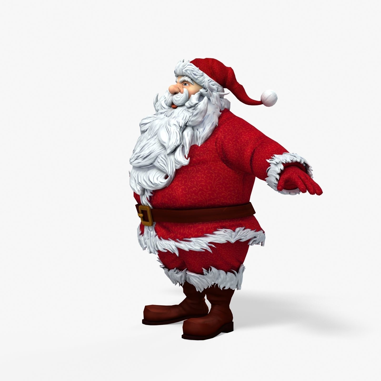 New cool Santa Claus with a big beautiful beard ready for your Low-poly 3D model_5