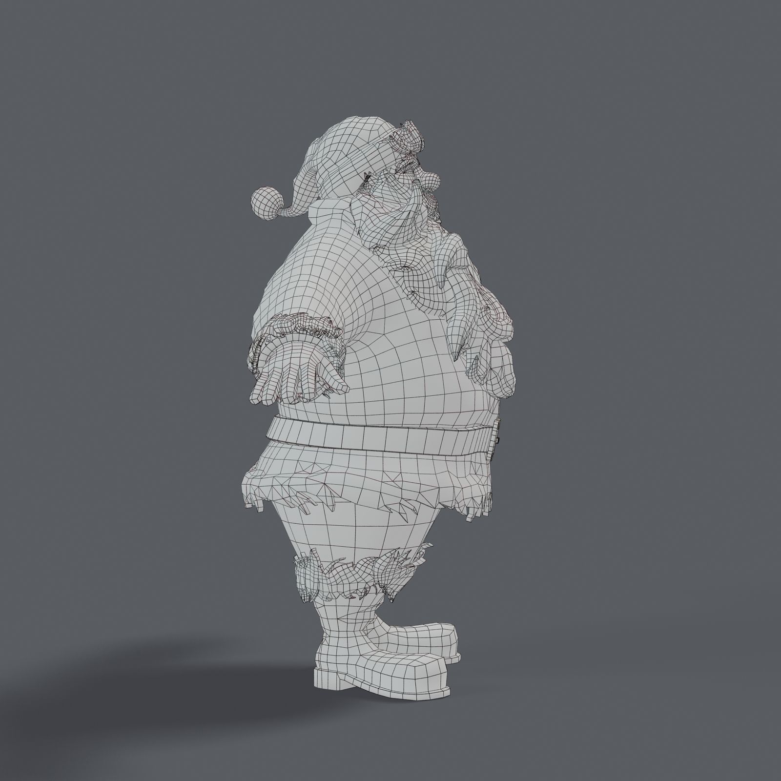 New cool Santa Claus with a big beautiful beard ready for your Low-poly 3D model_15