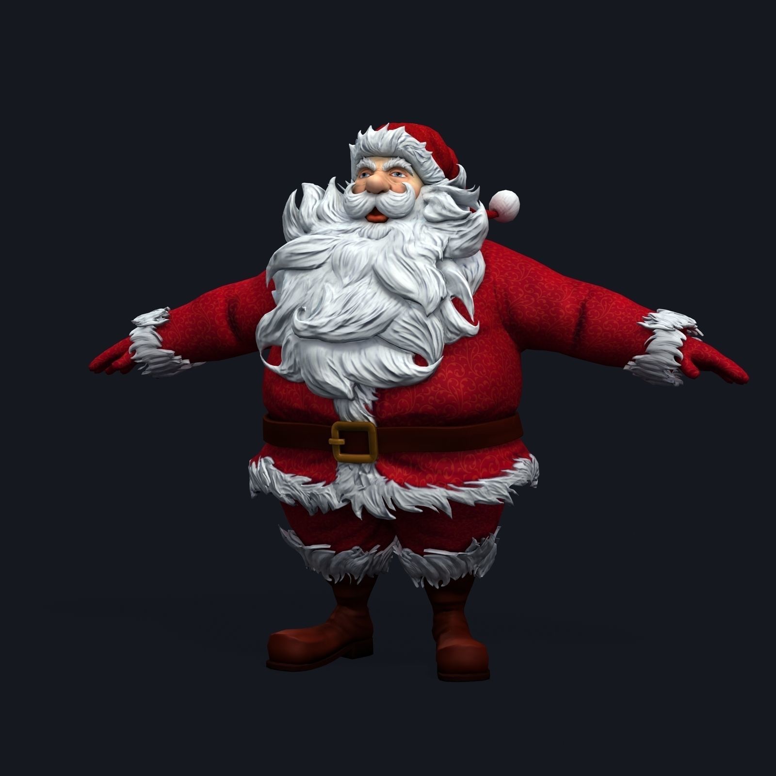 New cool Santa Claus with a big beautiful beard ready for your Low-poly 3D model_13