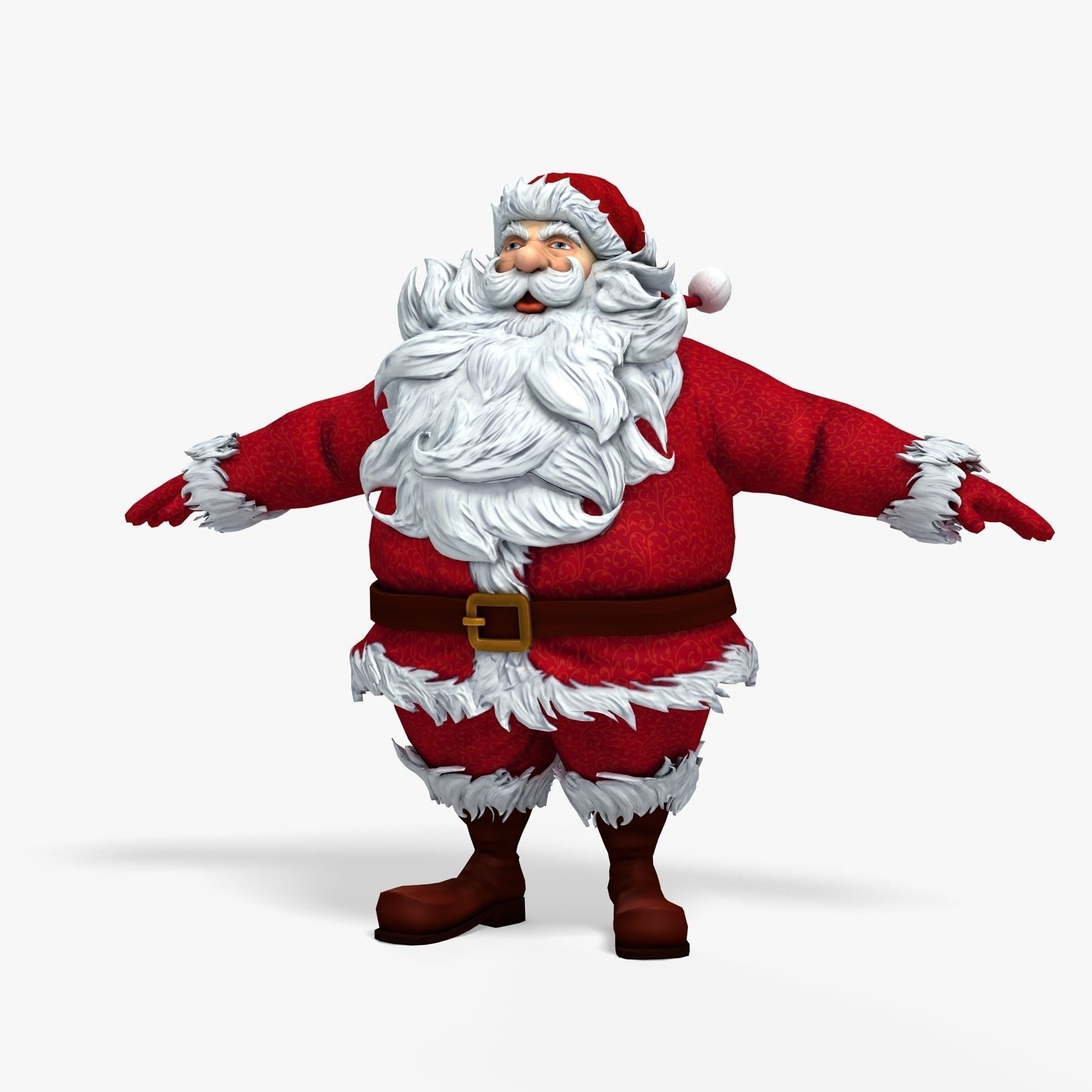 New cool Santa Claus with a big beautiful beard ready for your Low-poly 3D model_6