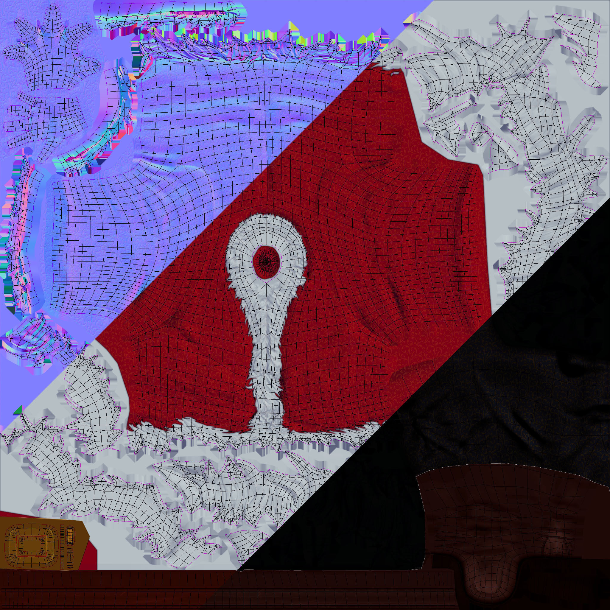 New cool Santa Claus with a big beautiful beard ready for your Low-poly 3D model_19