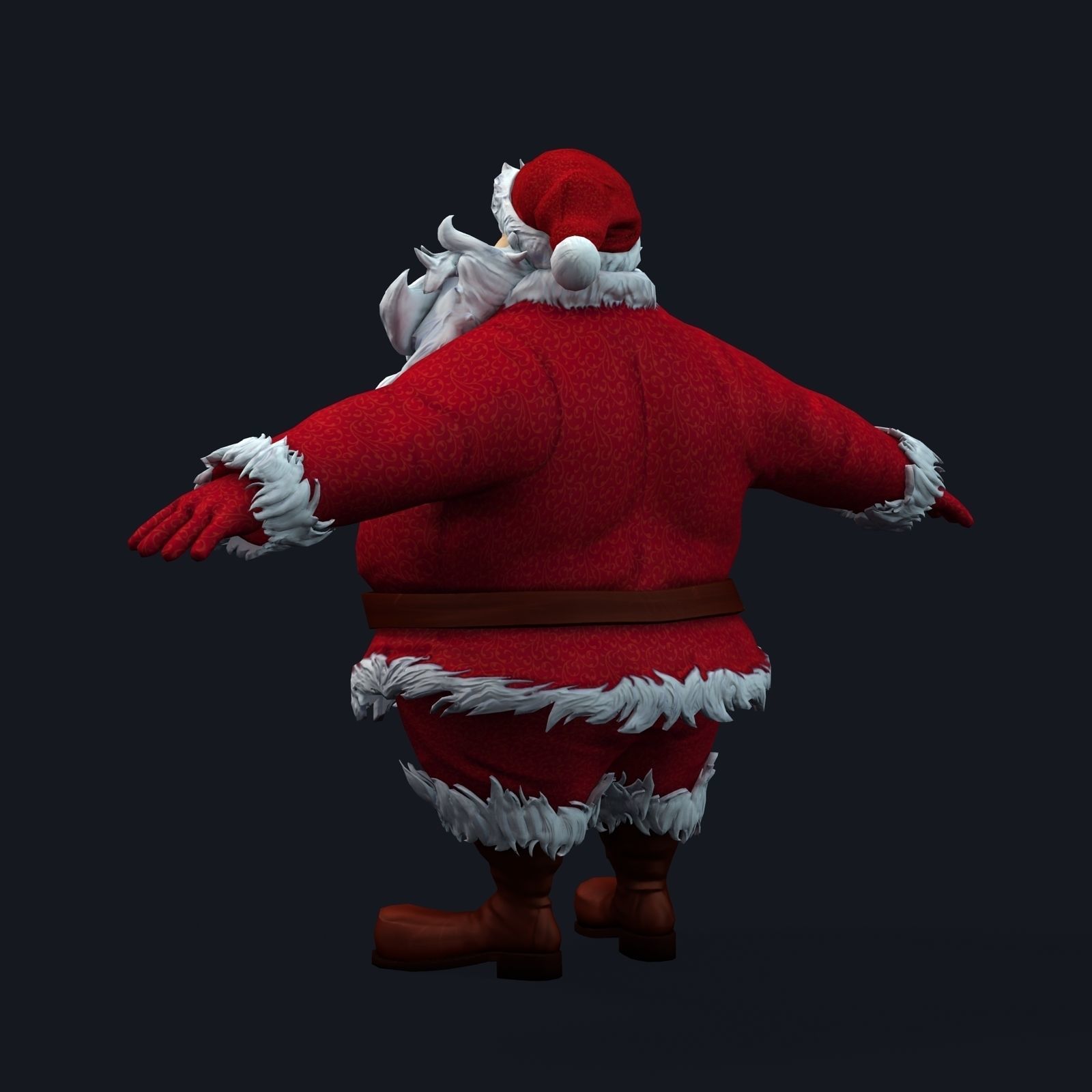 New cool Santa Claus with a big beautiful beard ready for your Low-poly 3D model_11