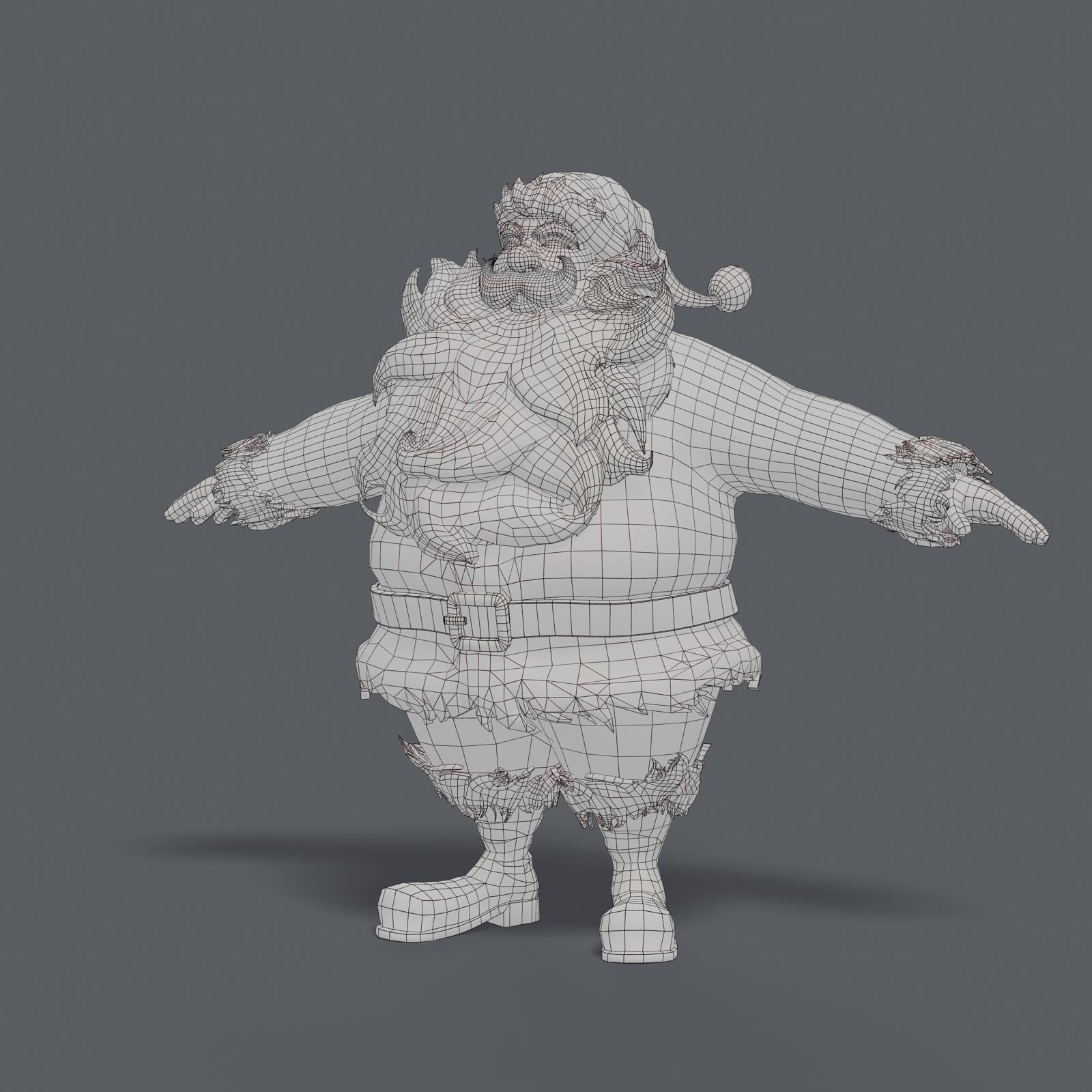 New cool Santa Claus with a big beautiful beard ready for your Low-poly 3D model_18