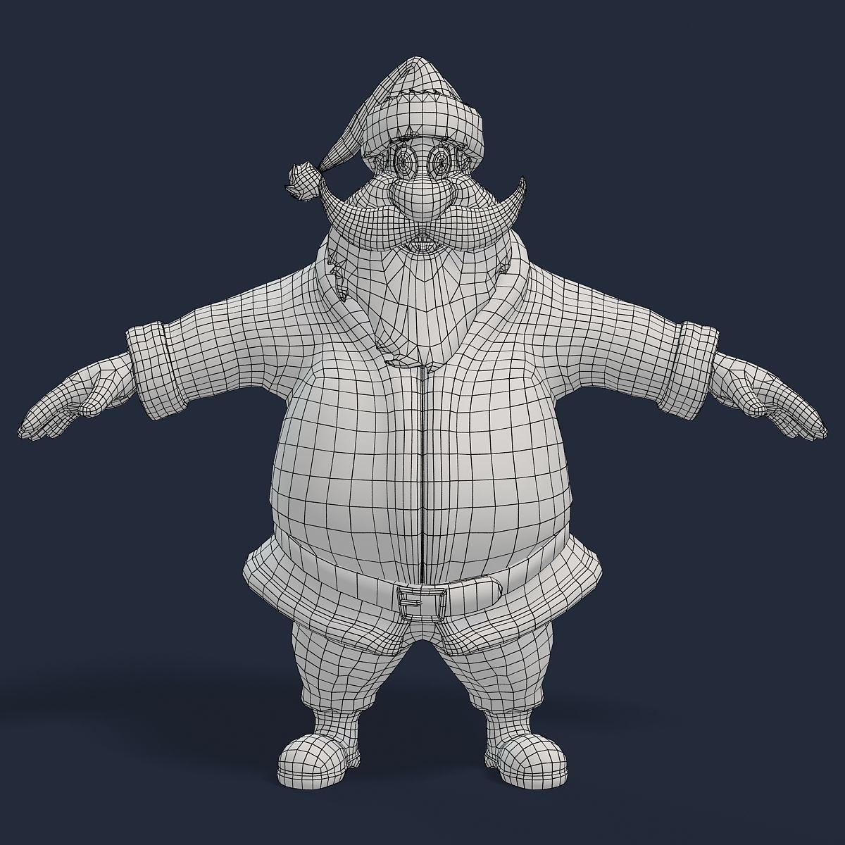 New cool Santa Claus with a big beautiful beard Low-poly 3D model_15