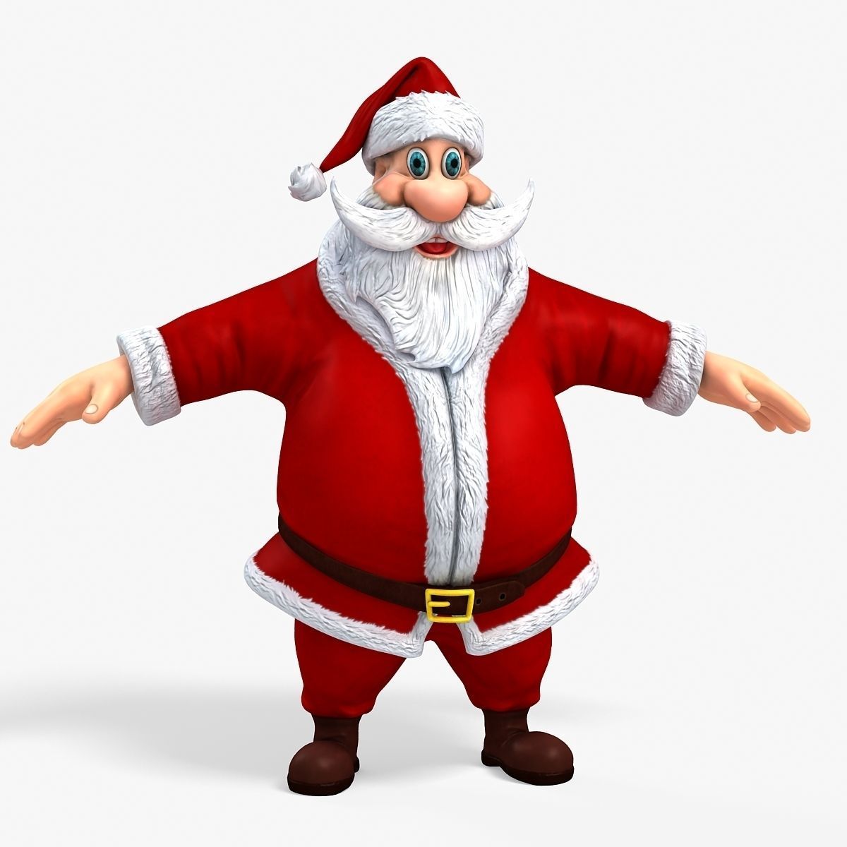 New cool Santa Claus with a big beautiful beard Low-poly 3D model_1