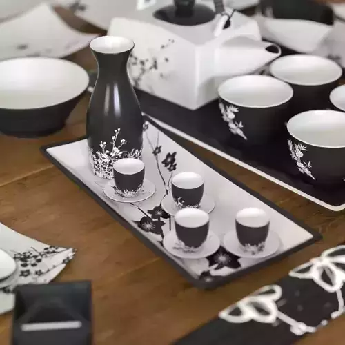 A set of dishes in the Japanese style