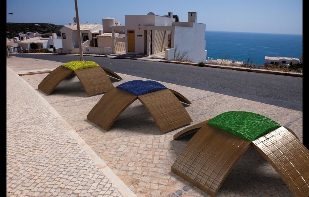 Stool piece of furniture with grass 3D model_1