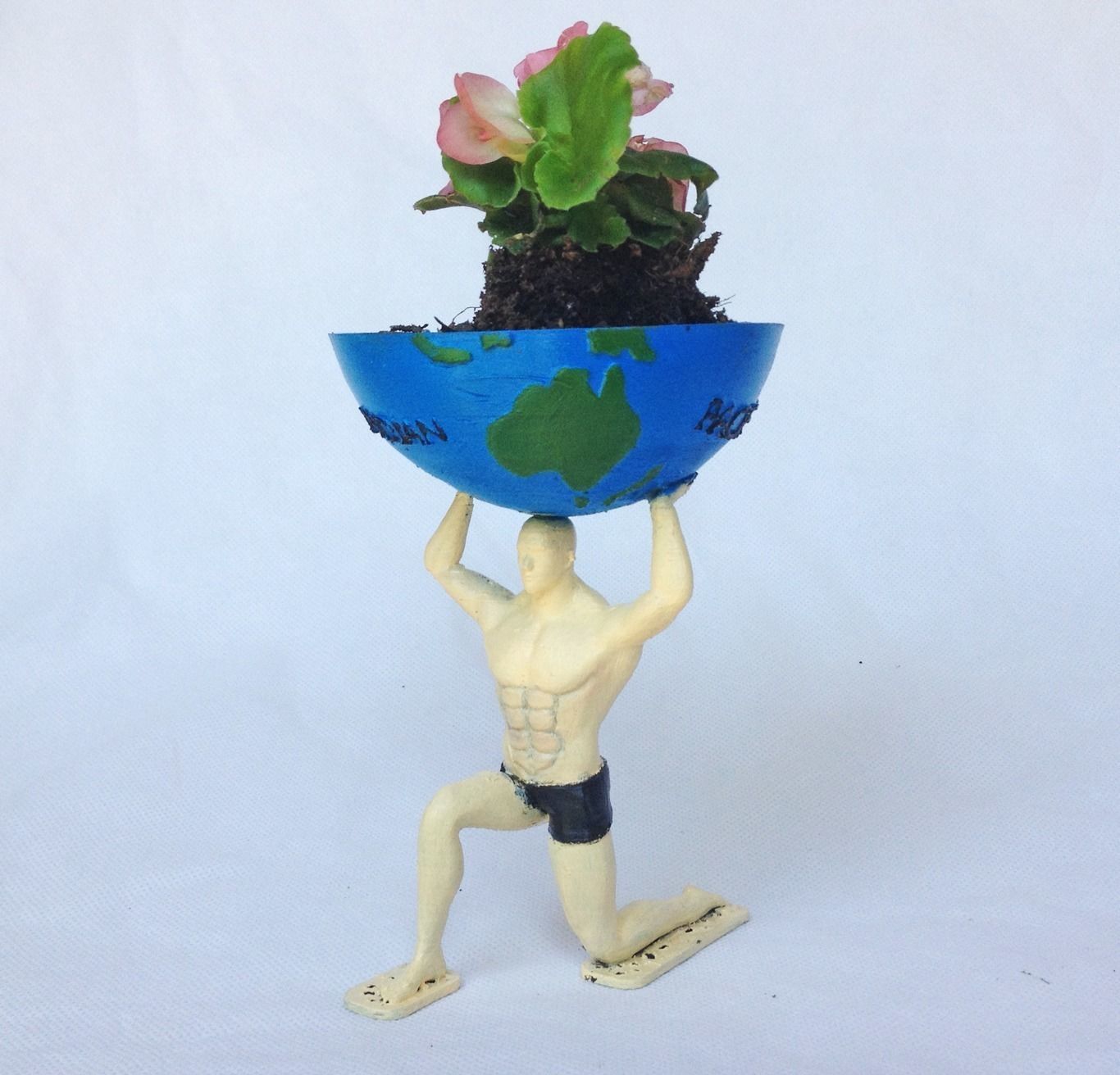 Man Holding World Pot Plant 3D print model
