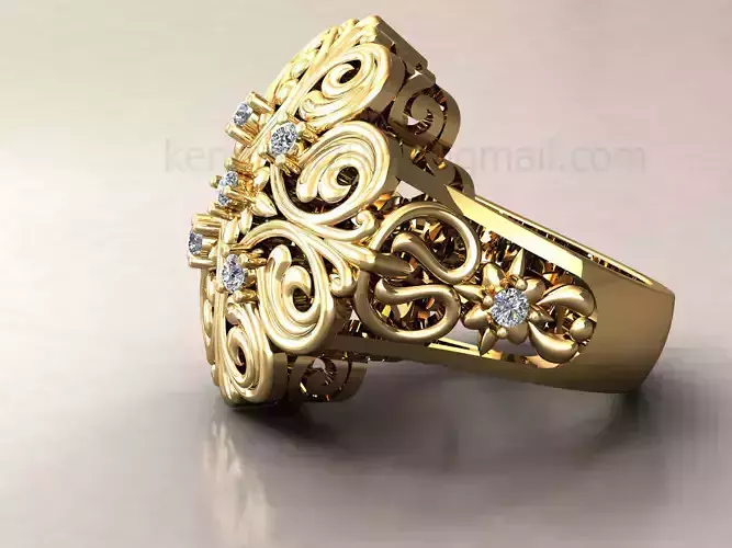kengkod42 intricate gold ring with diamonds