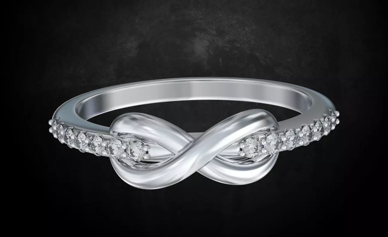 Stylish Ring of Infinity with Diamonds 234 3D model 3D printable | CGTrader