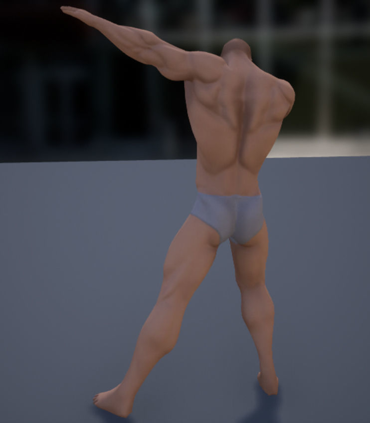 Muscular Man Low-poly 3D model_4