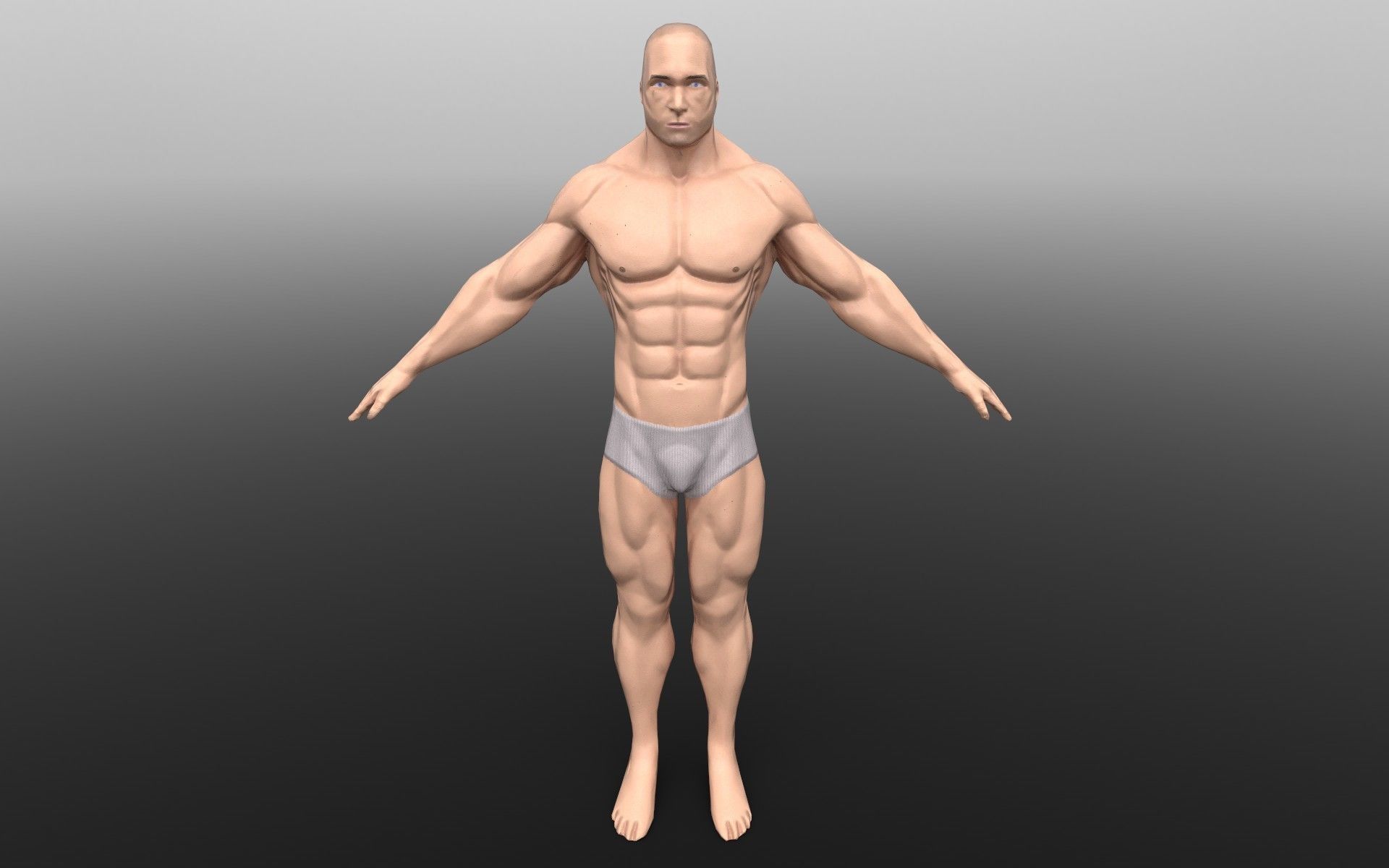 Muscular Man Low-poly 3D model_2