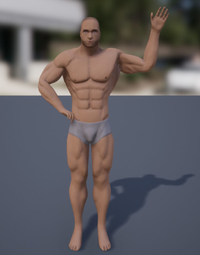 Muscular Man Low-poly 3D model_6