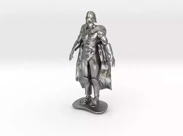 Spartan silver statue of man wearing cape 3D print model