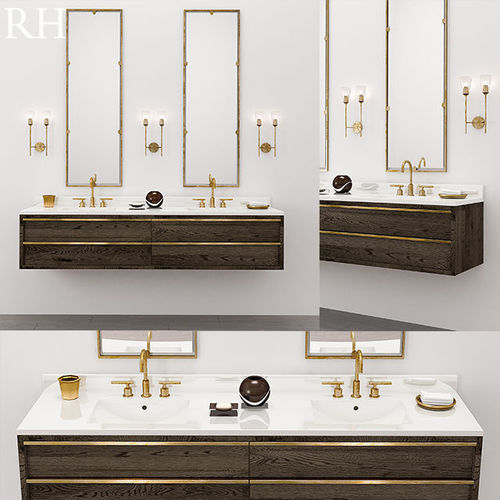 BEZIER DOUBLE EXTRA-WIDE FLOATING VANITY 3D model