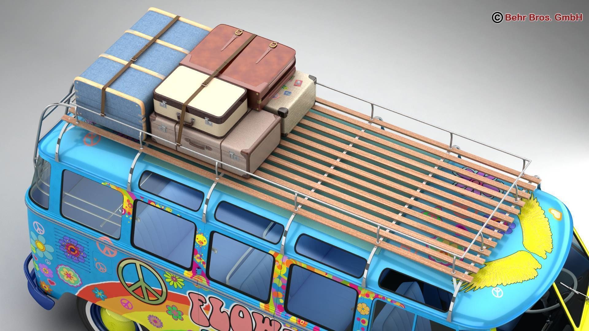 Volkswagen T1 Samba 1963 Hippie Accessories 3D model_18