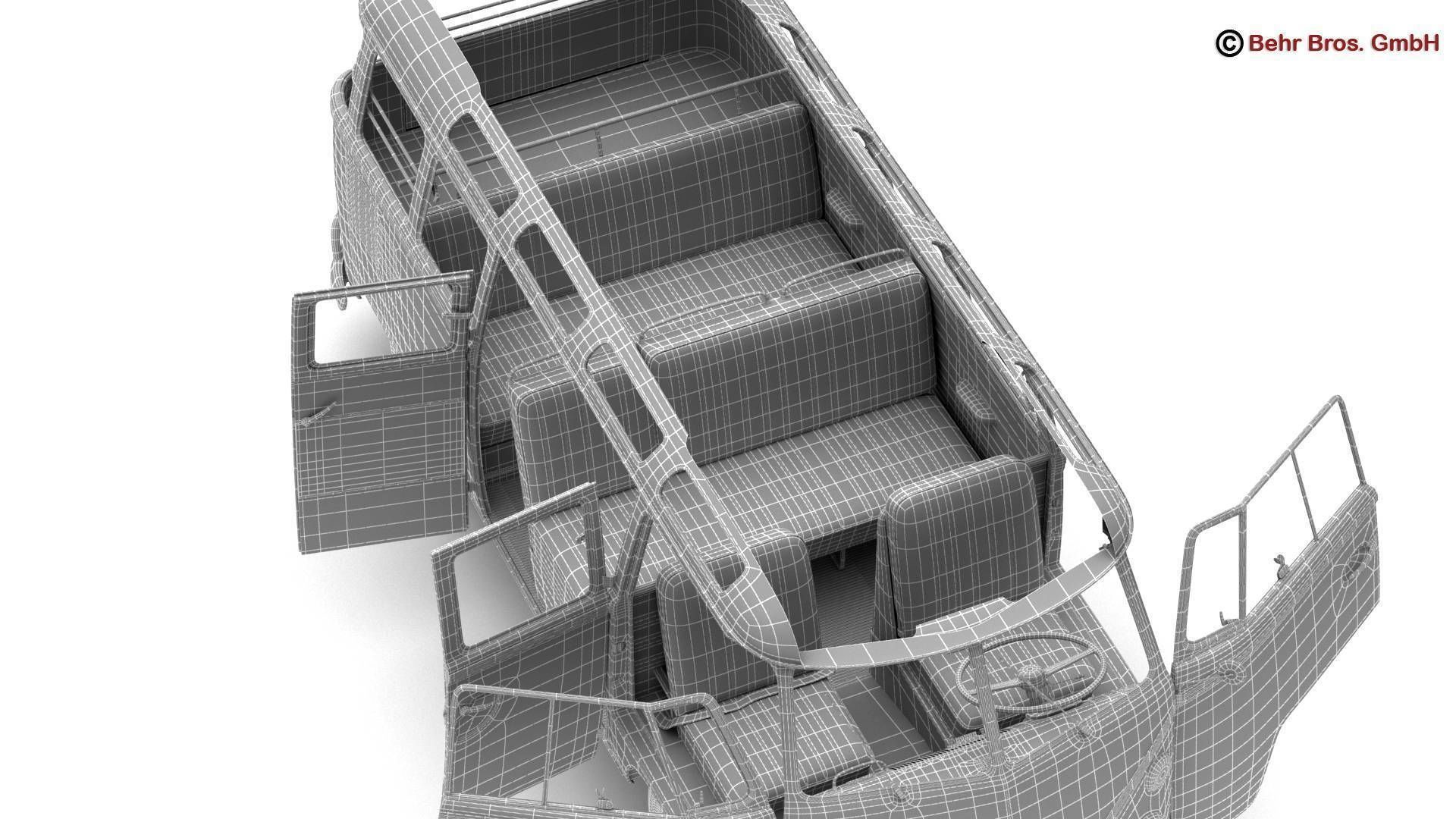 Volkswagen T1 Samba 1963 Hippie Accessories 3D model_48