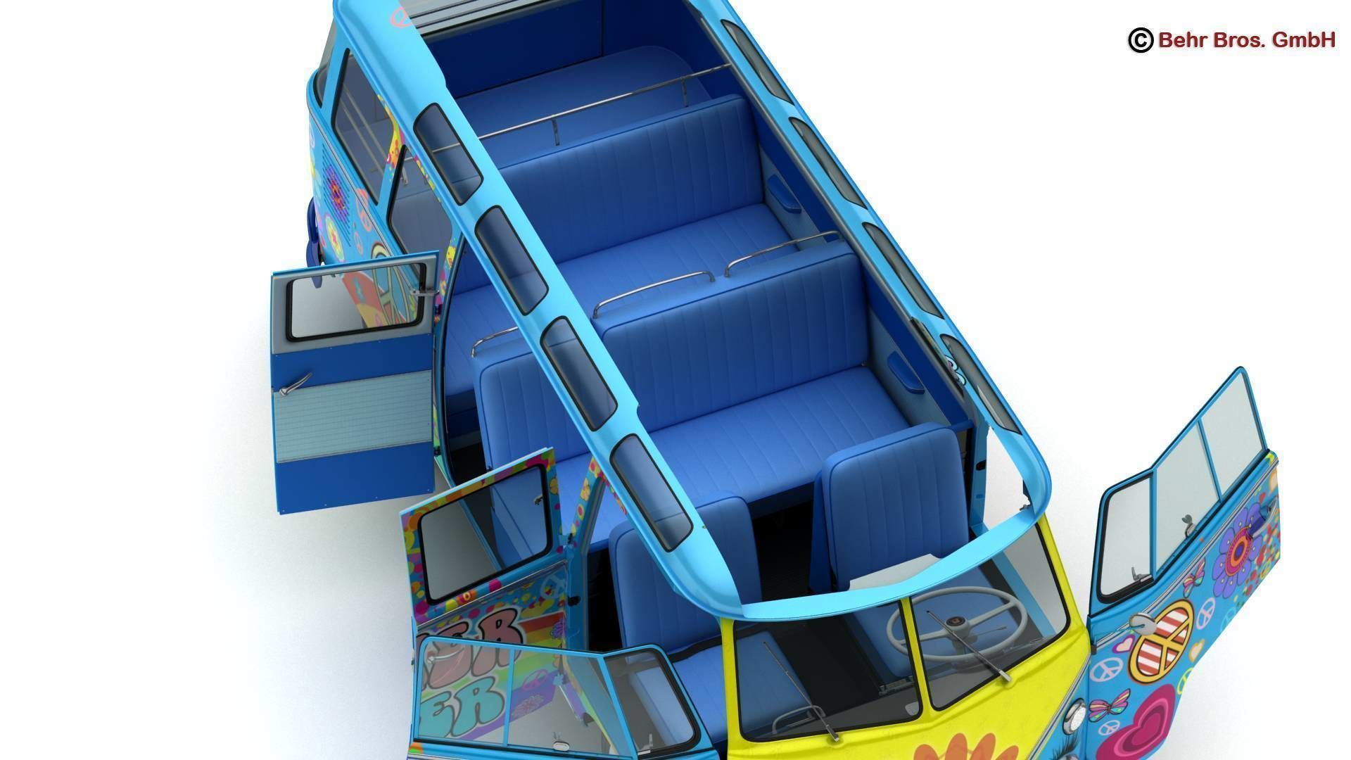 Volkswagen T1 Samba 1963 Hippie Accessories 3D model_24