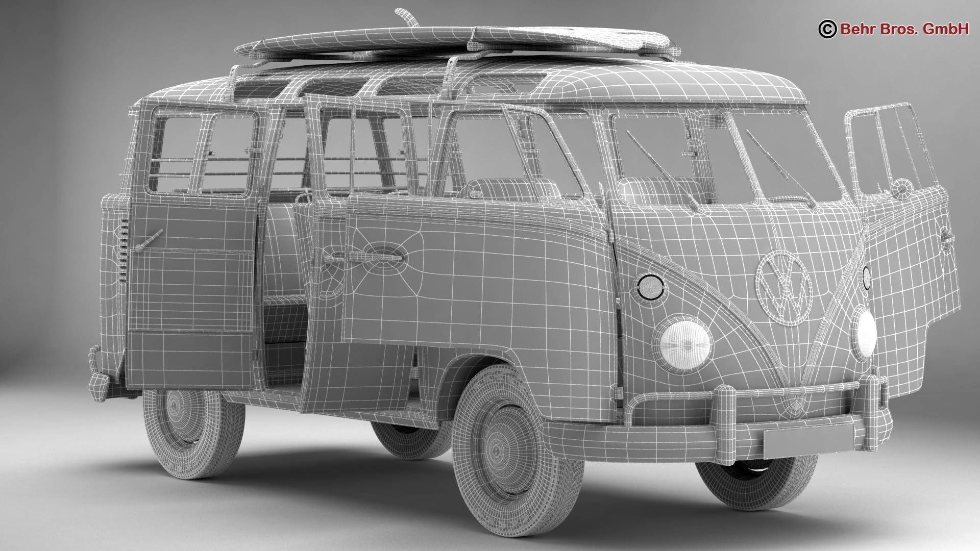 Volkswagen T1 Samba 1963 Hippie Accessories 3D model_31