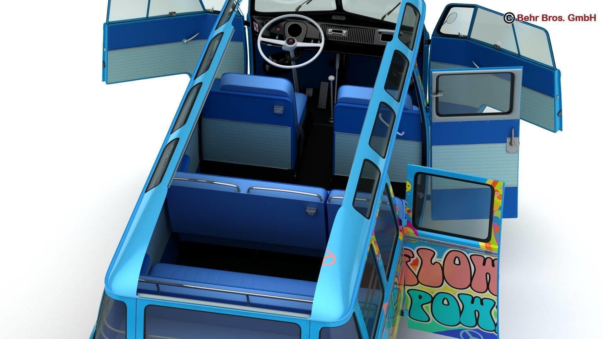 Volkswagen T1 Samba 1963 Hippie Accessories 3D model_25