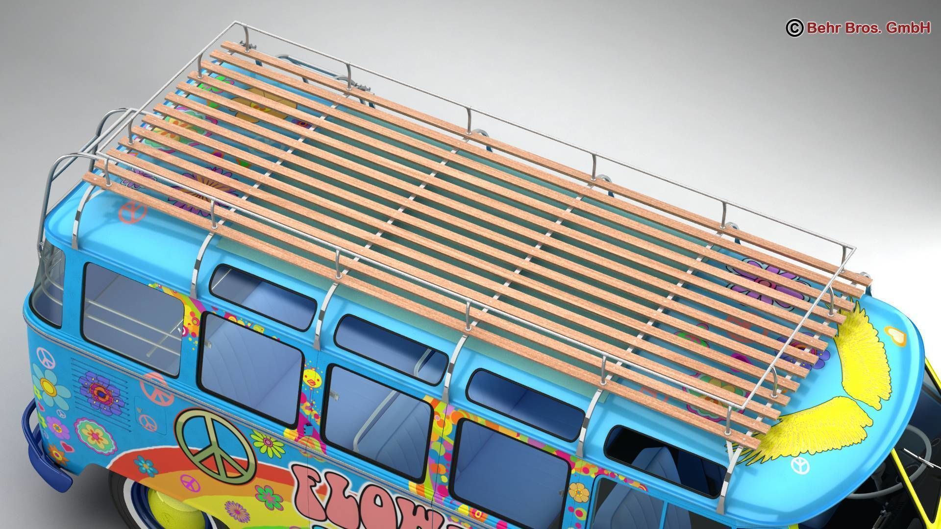 Volkswagen T1 Samba 1963 Hippie Accessories 3D model_19