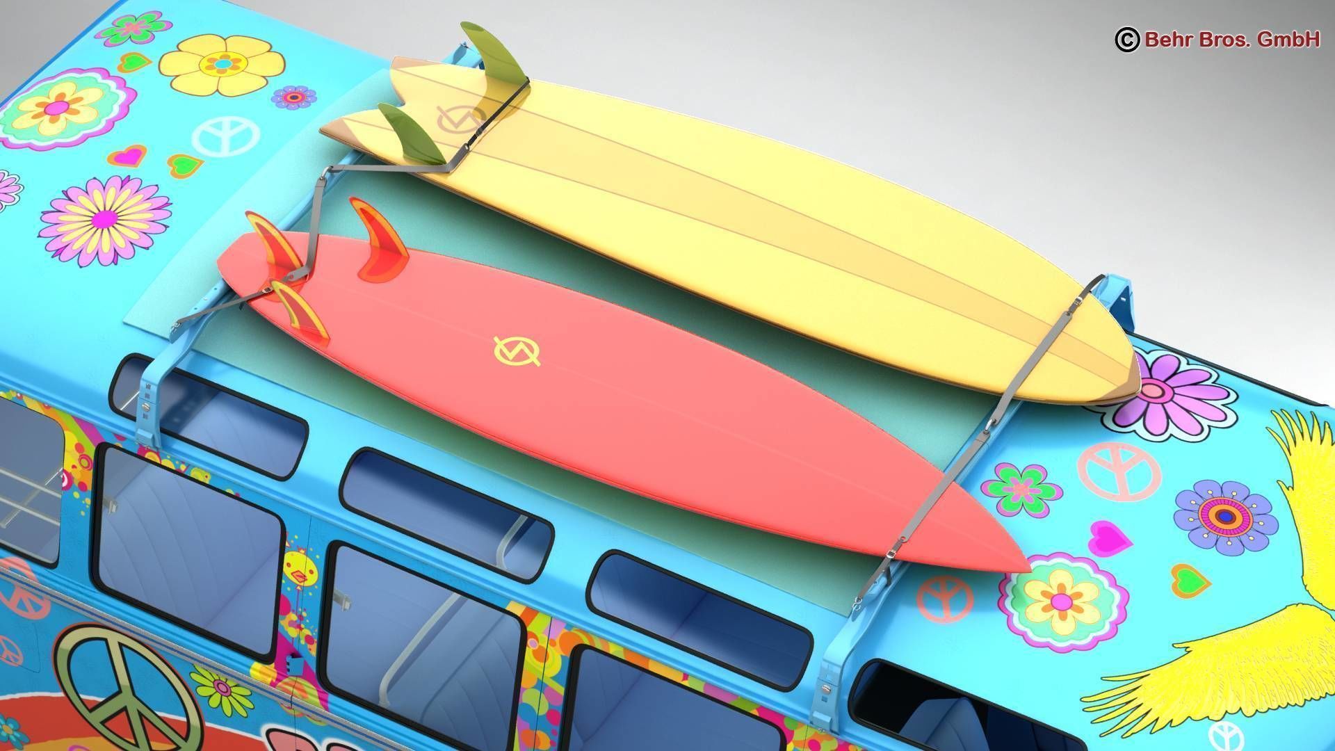 Volkswagen T1 Samba 1963 Hippie Accessories 3D model_17