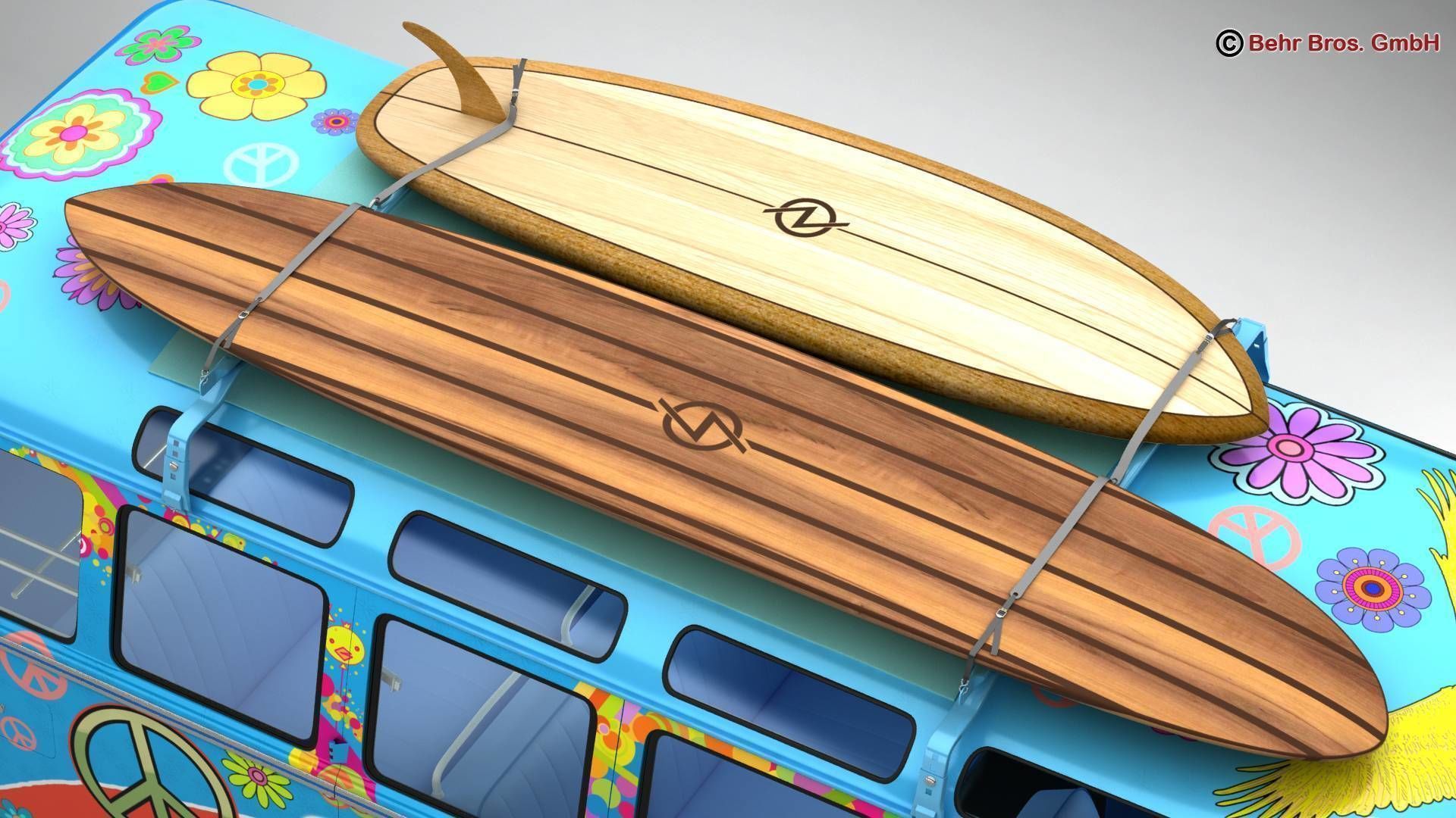 Volkswagen T1 Samba 1963 Hippie Accessories 3D model_14