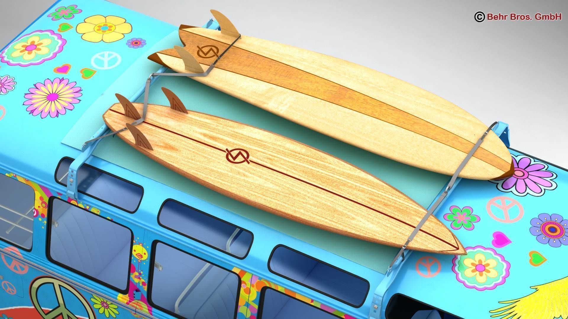 Volkswagen T1 Samba 1963 Hippie Accessories 3D model_15