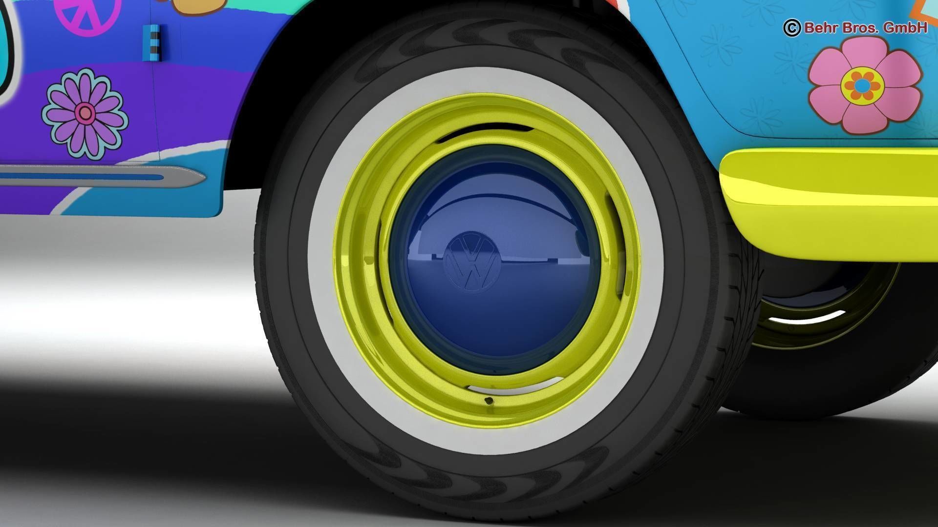 Volkswagen T1 Samba 1963 Hippie Accessories 3D model_11