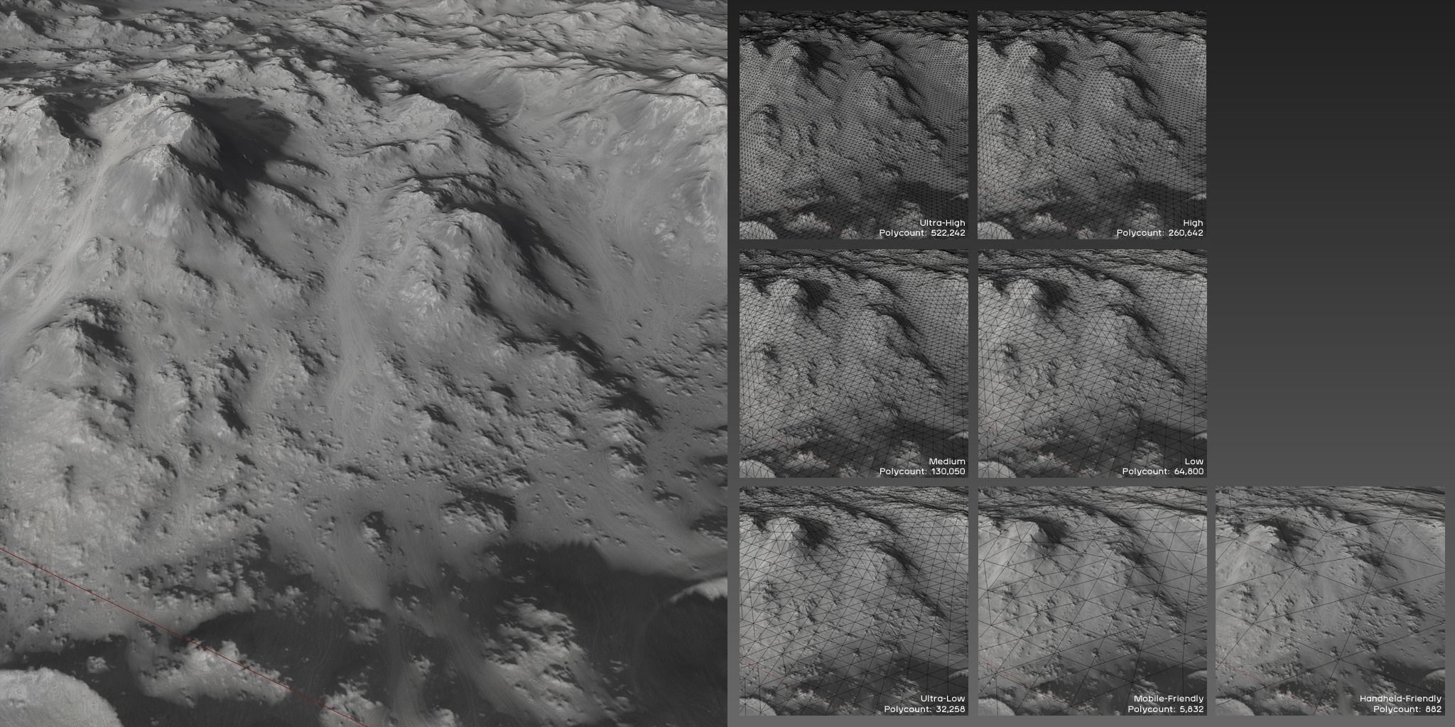 Large-Scale Moon Environment Low-poly 3D model_6