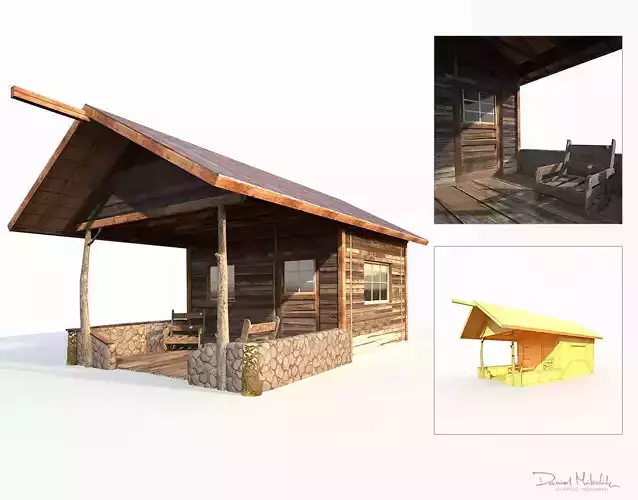 Small Old Shanty Low Poly