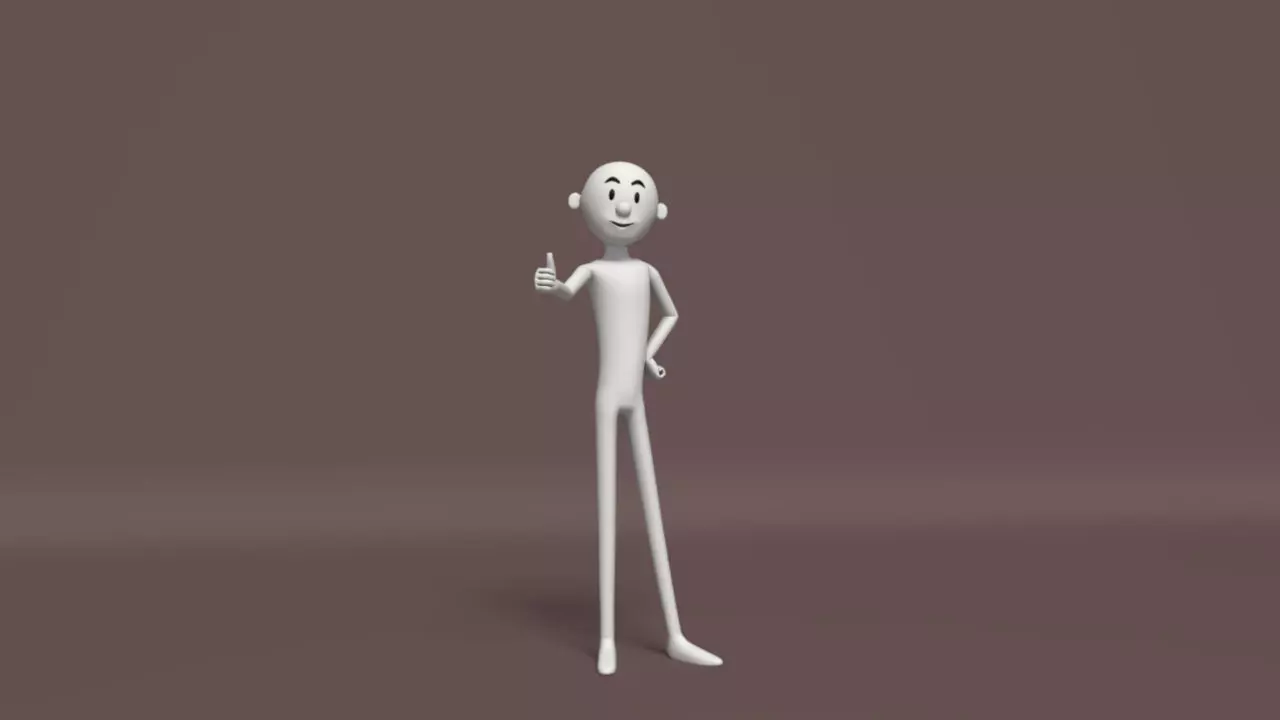 Character person giving thumbs Low-poly 3D model_0