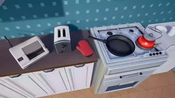 Stylized Interior Set Low-poly 3D model