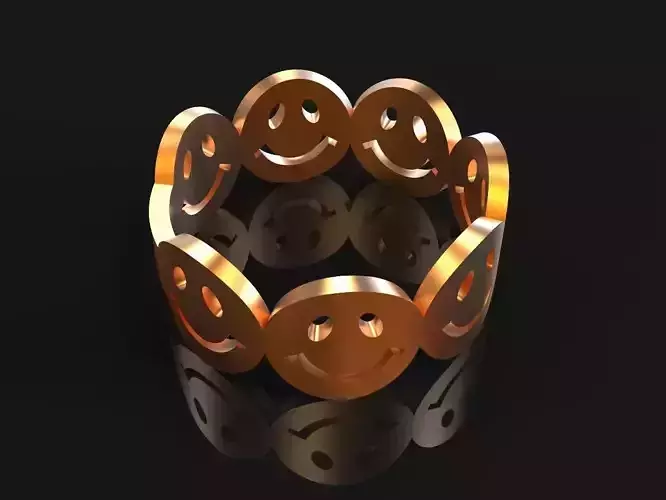 Emoji ring 3d print Silver Gold  Print 