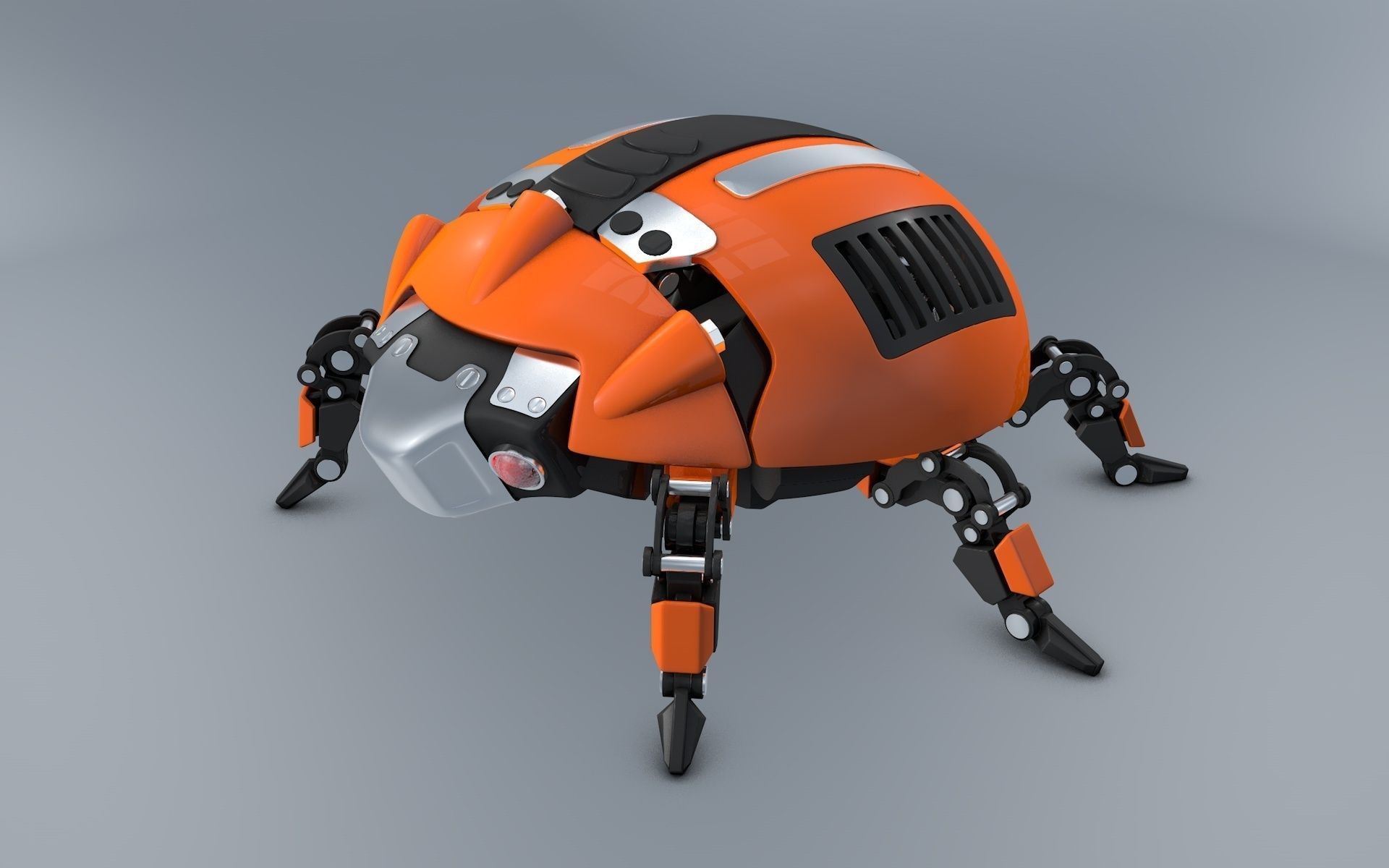 Beetle Ladybug robot 3D Model animated rigged .obj .3ds .fbx .c4d