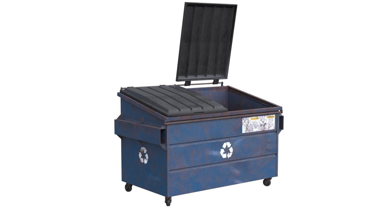 Dumpster 1 storage box with two compartments Low-poly 3D model_4
