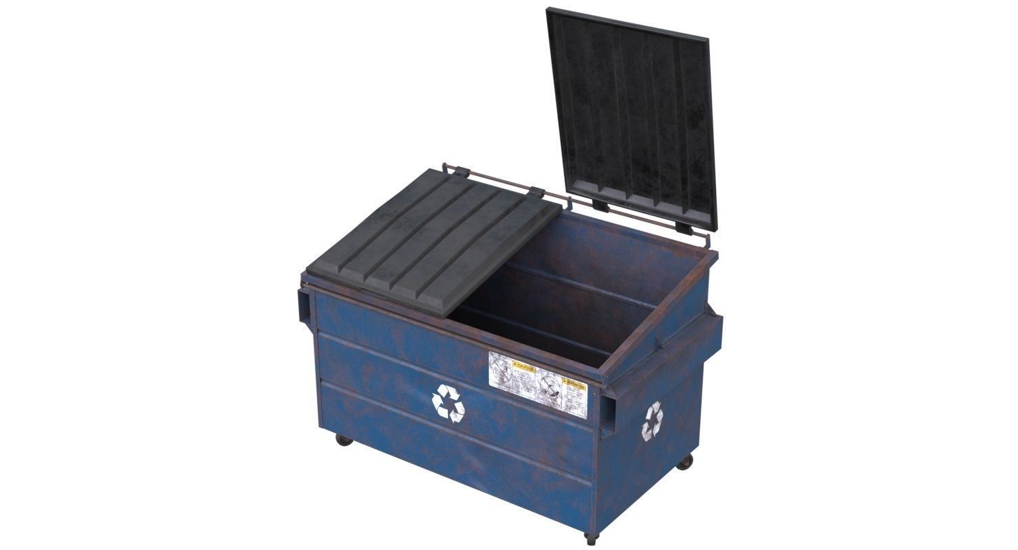 Dumpster 1 storage box with two compartments Low-poly 3D model_3