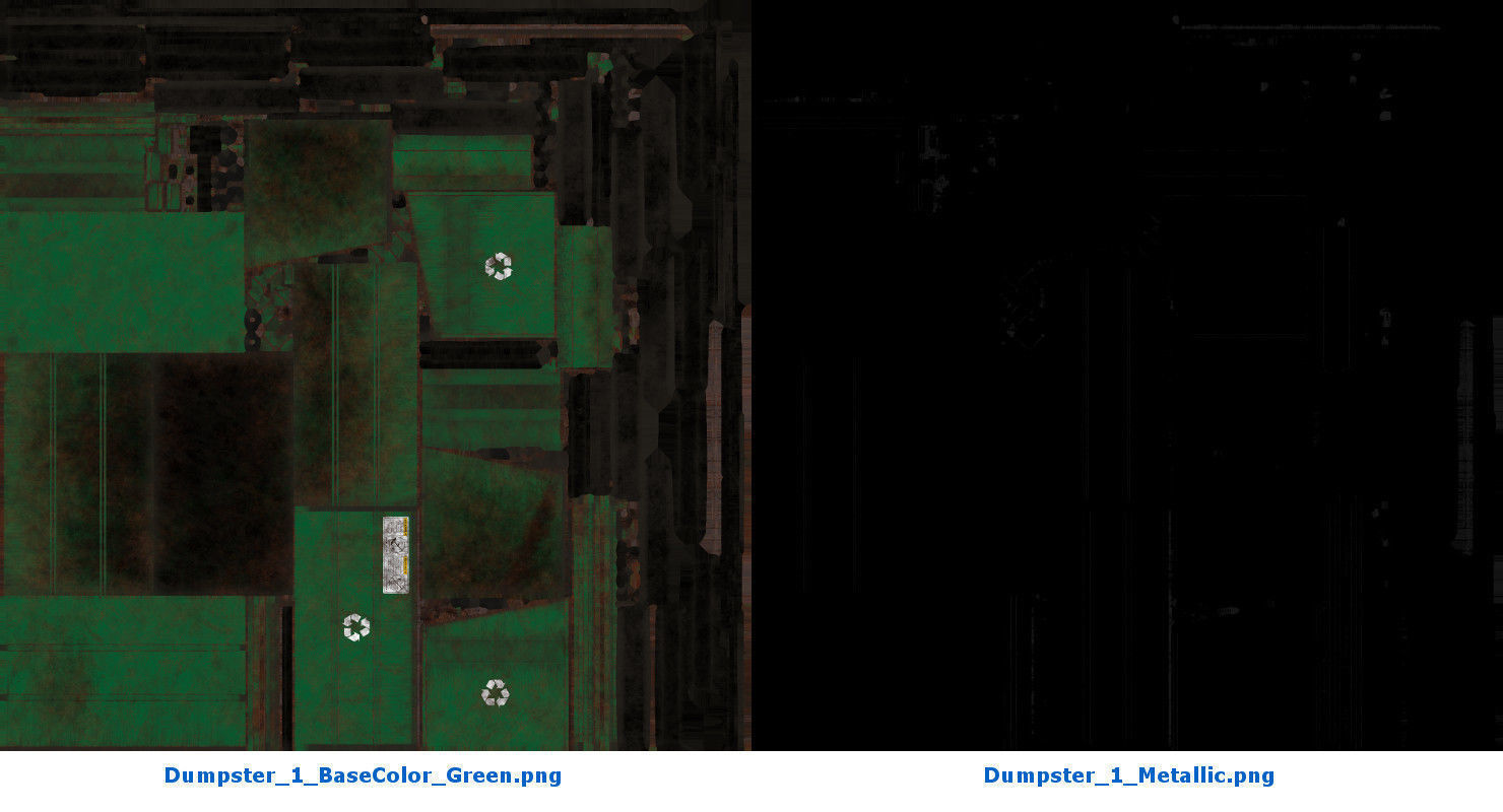 Dumpster 1 storage box with two compartments Low-poly 3D model_10