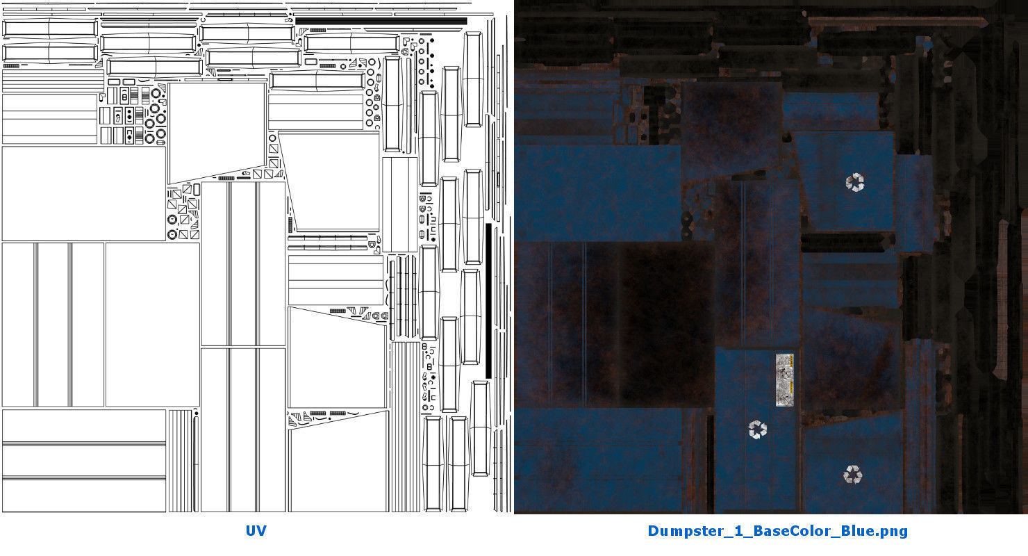 Dumpster 1 storage box with two compartments Low-poly 3D model_9