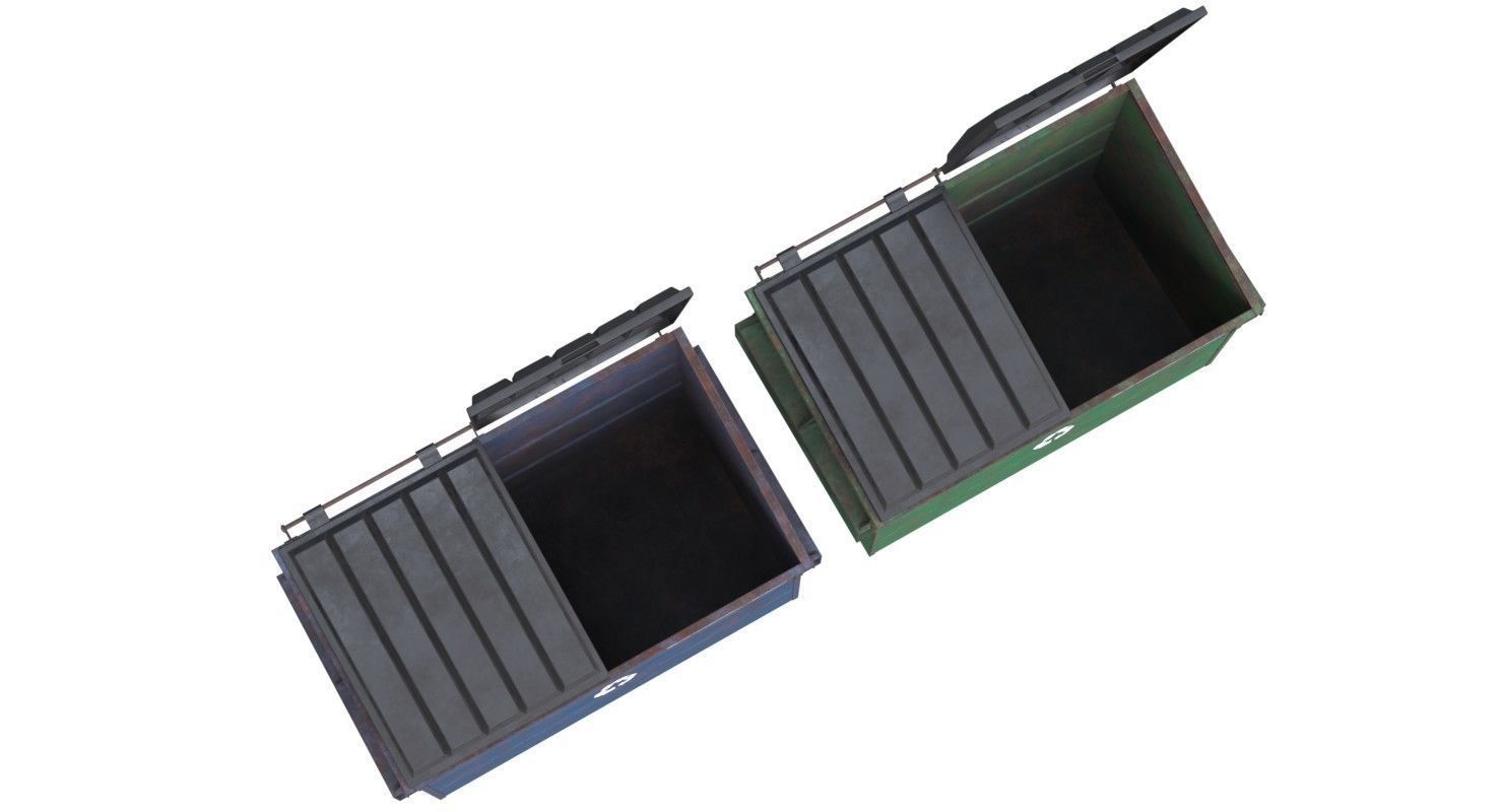 Dumpster 1 storage box with two compartments Low-poly 3D model_1