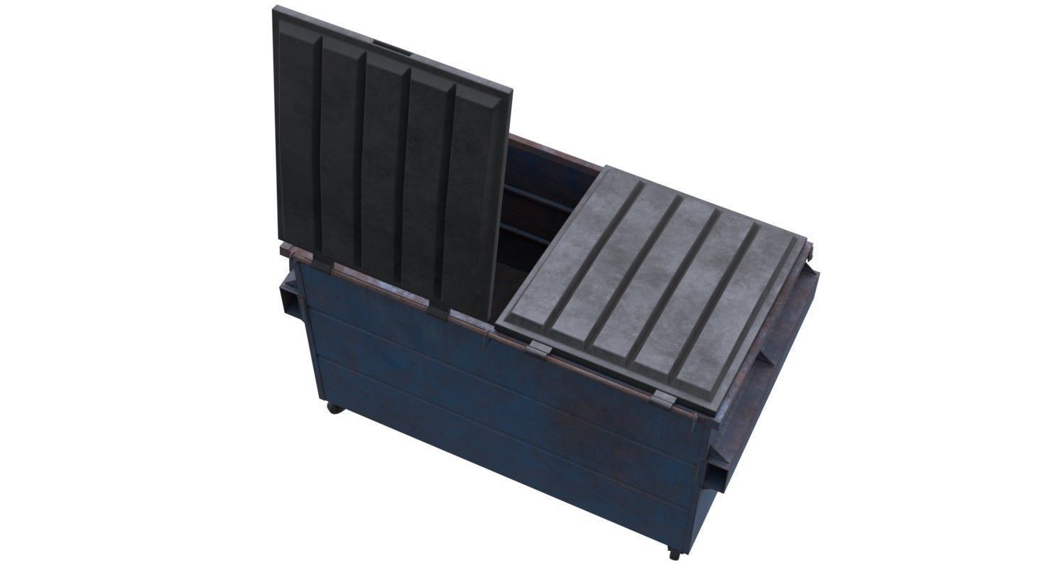 Dumpster 1 storage box with two compartments Low-poly 3D model_5