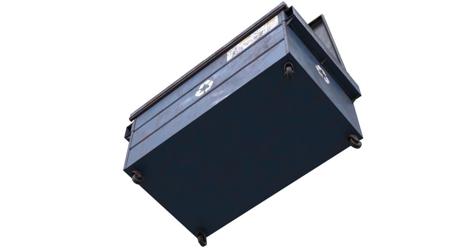Dumpster 1 storage box with two compartments Low-poly 3D model_7