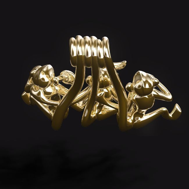 Three wise monkeys  3D print model_7